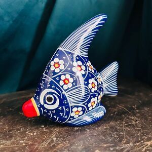 Hand Painted Mexican Folk Art Angel Fish Figurine